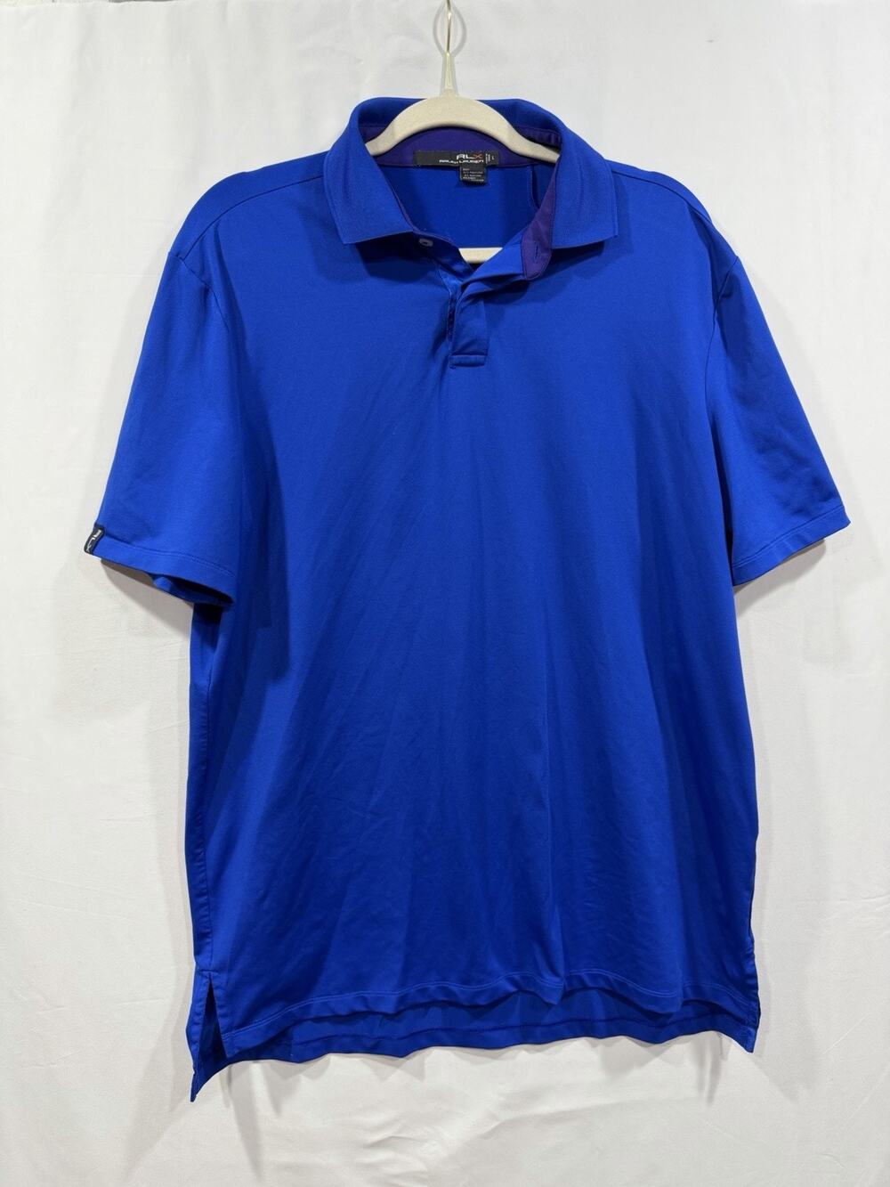 Ralph Lauren X Bright Bleu Poly POLO SHIRT Large L Preppy Golf Resort